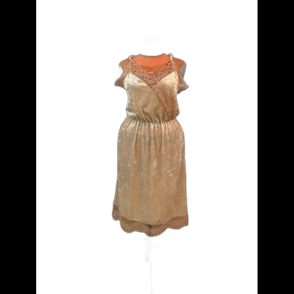 Madison Champagne Lace-Trim Midi Slip Dress